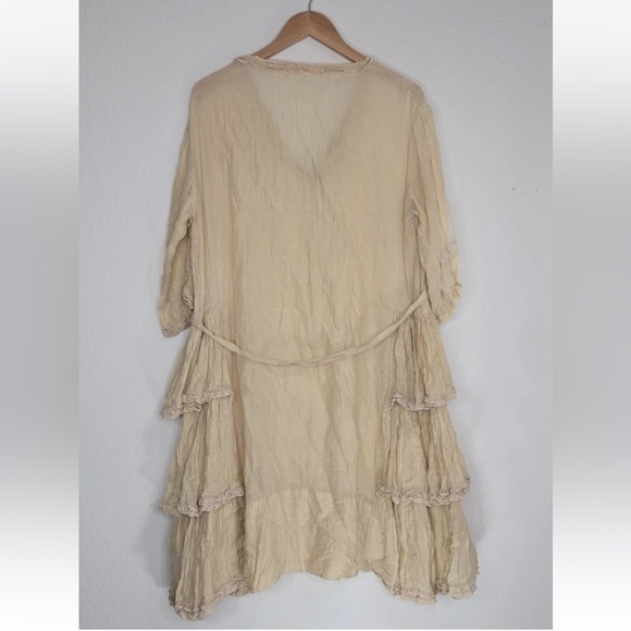 Magnolia Pearl Tunic Dress Cotton Silk Ruffled Lagenlook One Size Rare Collector - Picture 2 of 11